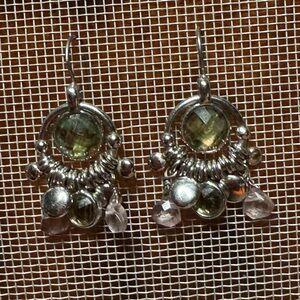 Lia Sophia Elegant Silver and Green Dangle Earrings